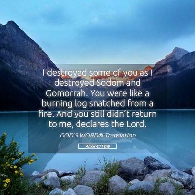 Picture 05 - Amos 4:11 GW - I destroyed some of you as I destroyed Sodom and - Bible Verse Picture