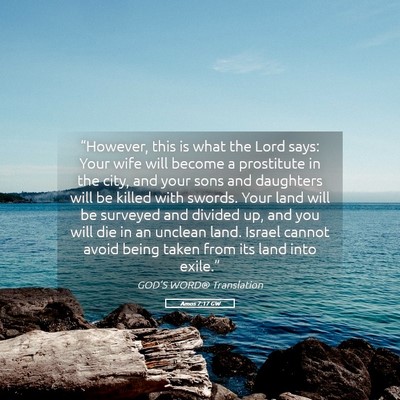 Picture 05 - Amos 7:17 GW - “However, this is what the Lord says: Your wife - Bible Verse Picture