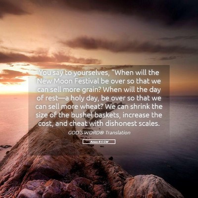 Picture 05 - Amos 8:5 GW - You say to yourselves, “When will the New Moon - Bible Verse Picture