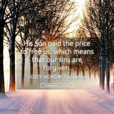 Picture 05 - Colossians 1:14 GW - His Son paid the price to free us, which means - Bible Verse Picture