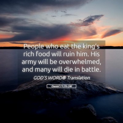 Picture 05 - Daniel 11:26 GW - People who eat the king’s rich food will ruin - Bible Verse Picture
