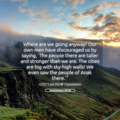 Picture 05 - Deuteronomy 1:28 GW - Where are we going anyway? Our own men have - Bible Verse Picture