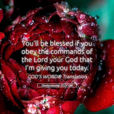 Picture 05 - Deuteronomy 11:27 GW - You’ll be blessed if you obey the commands of - Bible Verse Picture