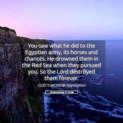 Picture 05 - Deuteronomy 11:4 GW - You saw what he did to the Egyptian army, its - Bible Verse Picture