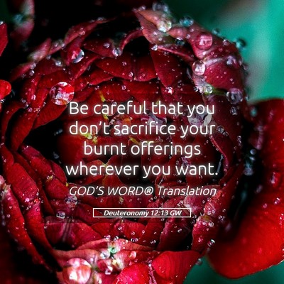 Picture 05 - Deuteronomy 12:13 GW - Be careful that you don’t sacrifice your burnt - Bible Verse Picture