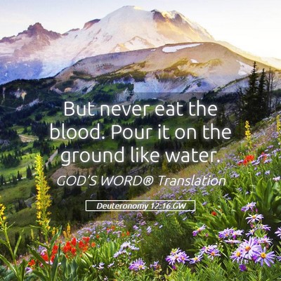 Picture 05 - Deuteronomy 12:16 GW - But never eat the blood. Pour it on the ground - Bible Verse Picture