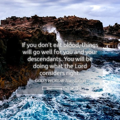 Picture 05 - Deuteronomy 12:25 GW - If you don’t eat blood, things will go well for - Bible Verse Picture