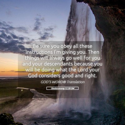 Picture 05 - Deuteronomy 12:28 GW - Be sure you obey all these instructions I’m - Bible Verse Picture