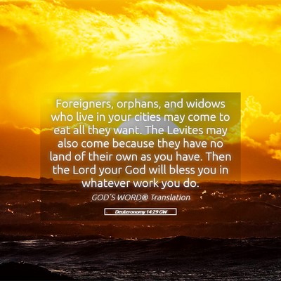Picture 05 - Deuteronomy 14:29 GW - Foreigners, orphans, and widows who live in your - Bible Verse Picture