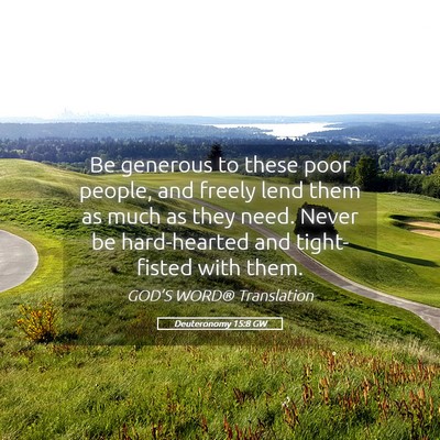 Picture 05 - Deuteronomy 15:8 GW - Be generous to these poor people, and freely lend - Bible Verse Picture