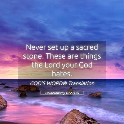 Picture 05 - Deuteronomy 16:22 GW - Never set up a sacred stone. These are things the - Bible Verse Picture
