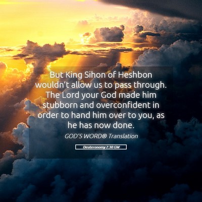 Picture 05 - Deuteronomy 2:30 GW - But King Sihon of Heshbon wouldn’t allow us to - Bible Verse Picture