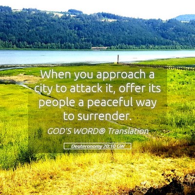 Picture 05 - Deuteronomy 20:10 GW - When you approach a city to attack it, offer its - Bible Verse Picture