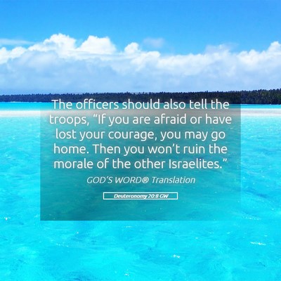 Picture 05 - Deuteronomy 20:8 GW - The officers should also tell the troops, “If - Bible Verse Picture