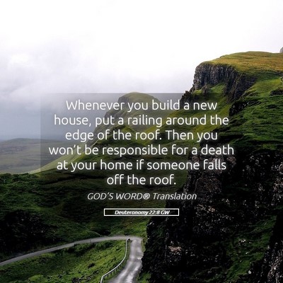 Picture 05 - Deuteronomy 22:8 GW - Whenever you build a new house, put a railing - Bible Verse Picture