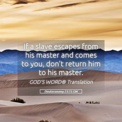 Picture 05 - Deuteronomy 23:15 GW - If a slave escapes from his master and comes to - Bible Verse Picture