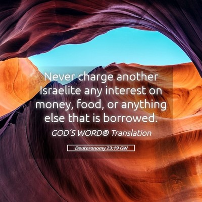 Picture 05 - Deuteronomy 23:19 GW - Never charge another Israelite any interest on - Bible Verse Picture