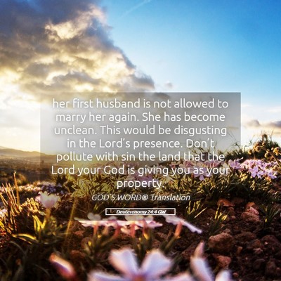 Picture 05 - Deuteronomy 24:4 GW - her first husband is not allowed to marry her - Bible Verse Picture
