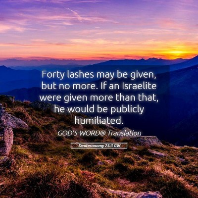 Picture 05 - Deuteronomy 25:3 GW - Forty lashes may be given, but no more. If an - Bible Verse Picture