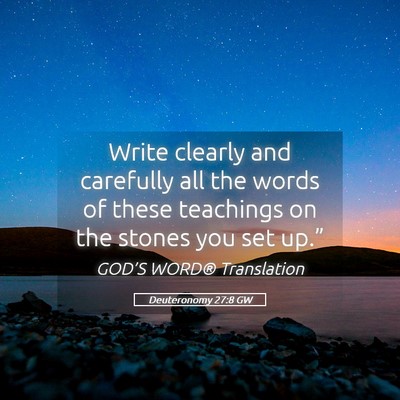 Picture 05 - Deuteronomy 27:8 GW - Write clearly and carefully all the words of - Bible Verse Picture