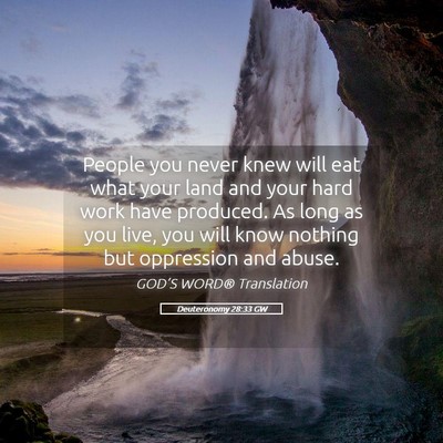 Picture 05 - Deuteronomy 28:33 GW - People you never knew will eat what your land and - Bible Verse Picture
