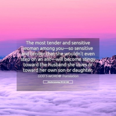 Picture 05 - Deuteronomy 28:56 GW - The most tender and sensitive woman among - Bible Verse Picture