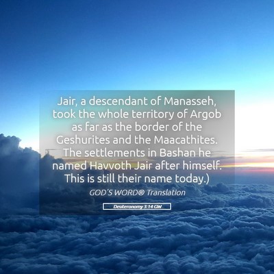Picture 05 - Deuteronomy 3:14 GW - Jair, a descendant of Manasseh, took the whole - Bible Verse Picture