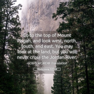 Picture 05 - Deuteronomy 3:27 GW - Go to the top of Mount Pisgah, and look west, - Bible Verse Picture
