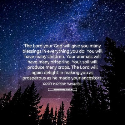 Picture 05 - Deuteronomy 30:9 GW - The Lord your God will give you many blessings in - Bible Verse Picture