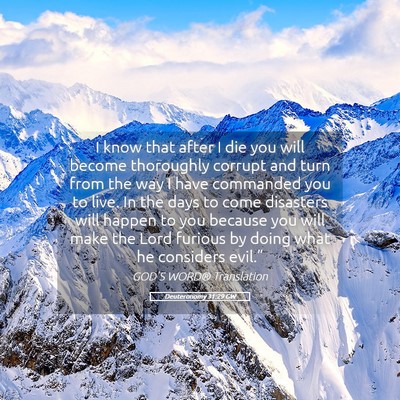 Picture 05 - Deuteronomy 31:29 GW - I know that after I die you will become - Bible Verse Picture