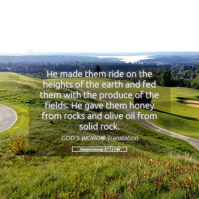 Picture 05 - Deuteronomy 32:13 GW - He made them ride on the heights of the earth and - Bible Verse Picture