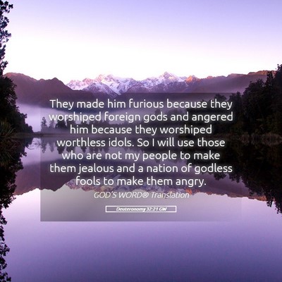 Picture 05 - Deuteronomy 32:21 GW - They made him furious because they worshiped - Bible Verse Picture