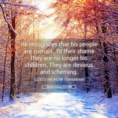 Picture 05 - Deuteronomy 32:5 GW - He recognizes that his people are corrupt. To - Bible Verse Picture