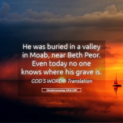 Picture 05 - Deuteronomy 34:6 GW - He was buried in a valley in Moab, near Beth - Bible Verse Picture