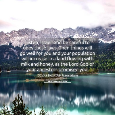 Picture 05 - Deuteronomy 6:3 GW - Listen, Israel, and be careful to obey these - Bible Verse Picture