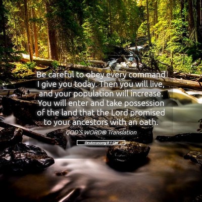 Picture 05 - Deuteronomy 8:1 GW - Be careful to obey every command I give you - Bible Verse Picture
