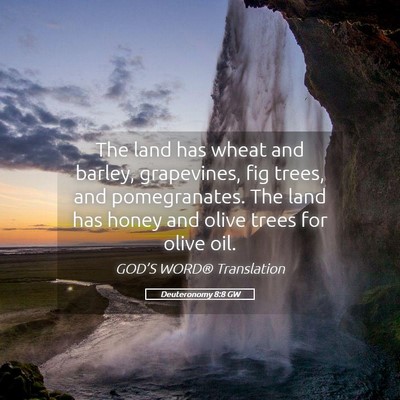 Picture 05 - Deuteronomy 8:8 GW - The land has wheat and barley, grapevines, fig - Bible Verse Picture