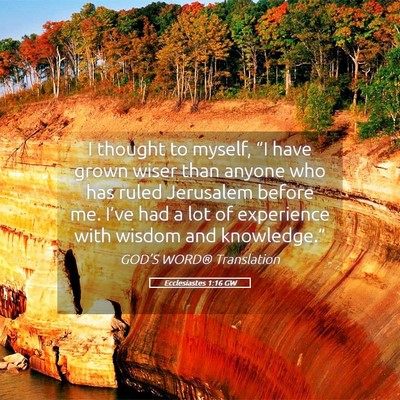 Picture 05 - Ecclesiastes 1:16 GW - I thought to myself, “I have grown wiser than - Bible Verse Picture