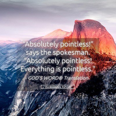 Picture 05 - Ecclesiastes 1:2 GW - “Absolutely pointless!” says the spokesman. - Bible Verse Picture
