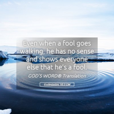 Picture 05 - Ecclesiastes 10:3 GW - Even when a fool goes walking, he has no sense - Bible Verse Picture