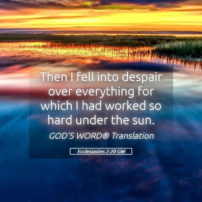 Picture 05 - Ecclesiastes 2:20 GW - Then I fell into despair over everything for - Bible Verse Picture
