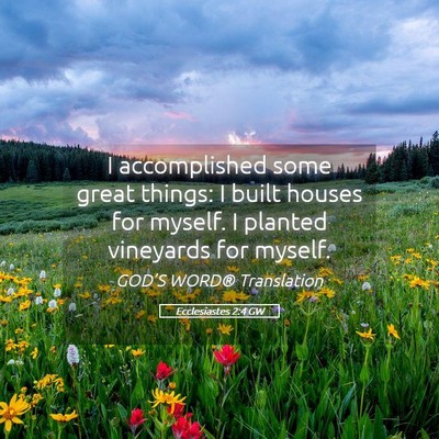 Picture 05 - Ecclesiastes 2:4 GW - I accomplished some great things: I built houses - Bible Verse Picture