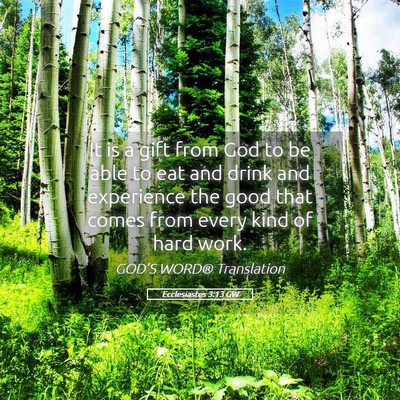 Picture 05 - Ecclesiastes 3:13 GW - It is a gift from God to be able to eat and drink - Bible Verse Picture
