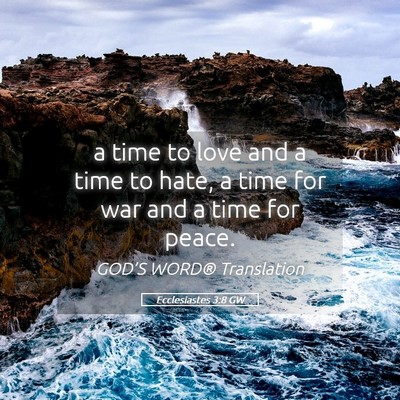 Picture 05 - Ecclesiastes 3:8 GW - a time to love and a time to hate, a time for war - Bible Verse Picture