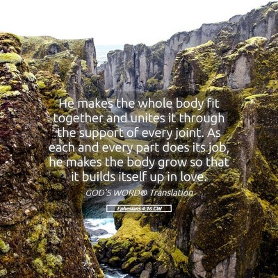 Picture 05 - Ephesians 4:16 GW - He makes the whole body fit together and unites - Bible Verse Picture