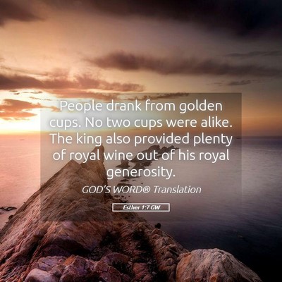 Picture 05 - Esther 1:7 GW - People drank from golden cups. No two cups were - Bible Verse Picture