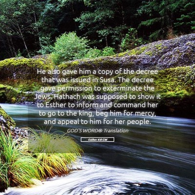 Picture 05 - Esther 4:8 GW - He also gave him a copy of the decree that was - Bible Verse Picture