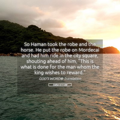 Picture 05 - Esther 6:11 GW - So Haman took the robe and the horse. He put the - Bible Verse Picture