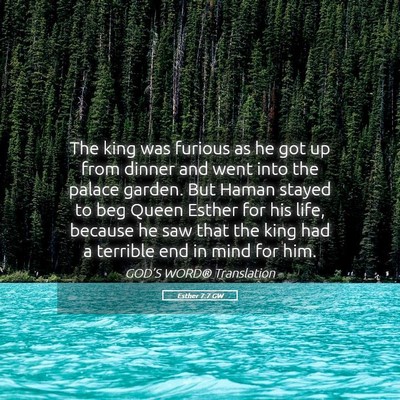Picture 05 - Esther 7:7 GW - The king was furious as he got up from dinner and - Bible Verse Picture