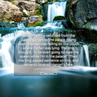 Picture 05 - Esther 7:8 GW - When the king returned from the palace garden to - Bible Verse Picture